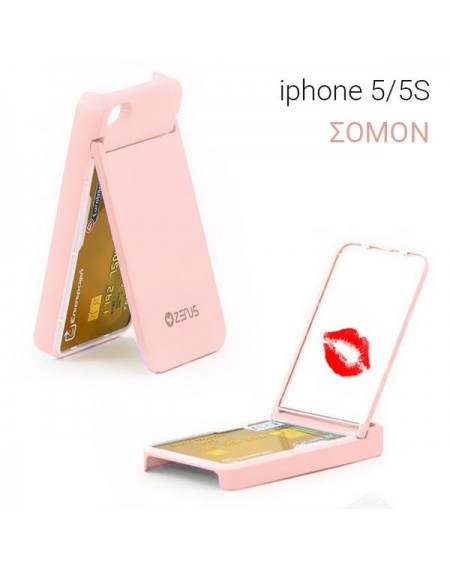 Back case θήκη Zeus με καθρεφτάκι για iPhone 5/5S - Mirror Back Case for iPhone 5/5S - Σομόν GL-19604