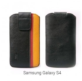 Τρίχρωμη θήκη από δερματίνη για Samsung Galaxy S4 - Μαύρο/Κόκκινο/Κίτρινο - 7581 GL-24700
