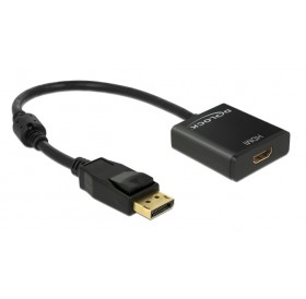 DELOCK αντάπτορας DisplayPort 1.2 σε HDMI 62607, 4K, 20cm, μαύρος