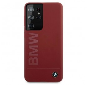 Etui BMW BMHCS21LSLBLRE S21 Ultra G998 czerwony/red hardcase Silicone Signature Logo