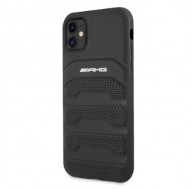 AMG AMHCN61GSEBK iPhone 11 6.1 &quot;black / black hardcase Leather Debossed Lines