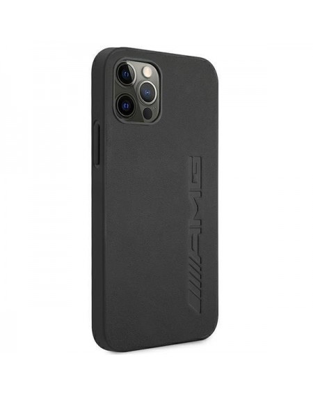 AMG AMHCP12MDOLBK iPhone 12/12 Pro 6,1" czarny/black hardcase Leather Hot Stamped
