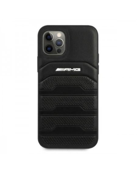 AMG AMHCP12MGSEBK iPhone 12/12 Pro 6,1" czarny/black hardcase Leather Debossed Lines