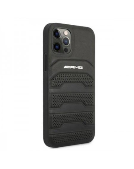 AMG AMHCP12MGSEBK iPhone 12/12 Pro 6,1" czarny/black hardcase Leather Debossed Lines