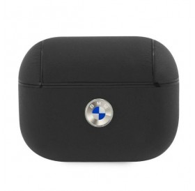 BMW BMAPSSLBK AirPods Pro cover czarny/black Geniune Leather Silver Logo