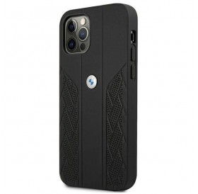 Etui BMW BMHCP12LRSPPK iPhone 12 Pro Max 6,7" czarny/black hardcase Leather Curve Perforate