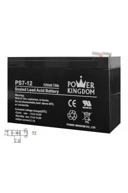 POWER KINGDOM μπαταρία μολύβδου PS7-12, 12Volt 7Ah, T2