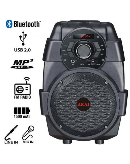 Akai ABTS-806 Φορητό ηχείο Bluetooth με USB, Aux-In και είσοδο μικροφώνου – 10 W