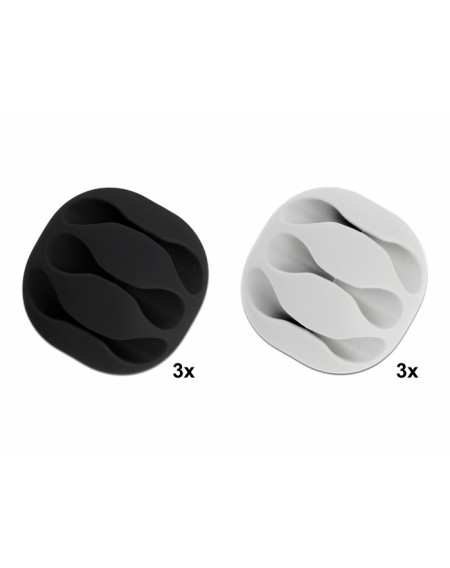 DELOCK οργανωτής καλωδίων 18346, 3 θέσεις, Φ5mm, μαύρο-άσπρο, 6τμχ