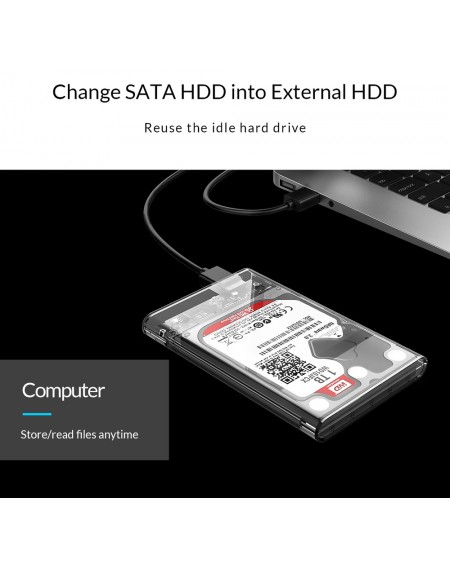 ORICO εξωτερική θήκη για 2.5" HDD 2139C3, USB 3.1, έως 4TB, διάφανη