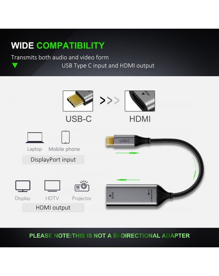 CABLETIME αντάπτορας USB-C σε HDMI C160, 4K/60HZ, 0.15m, μαύρος