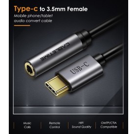 CABLETIME καλώδιο USB Type-C σε 3.5mm θηλυκό C160, 0.1m, μαύρο