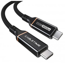 CABLETIME καλώδιο USB Type-C CT-USB4, 100W, 8K, 40Gbps, 2m, μαύρο