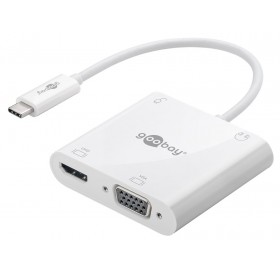 GOOBAY αντάπτορας USB Type-C σε HDMI+VGA+PD 52418, 100W, 4K 12cm, λευκός