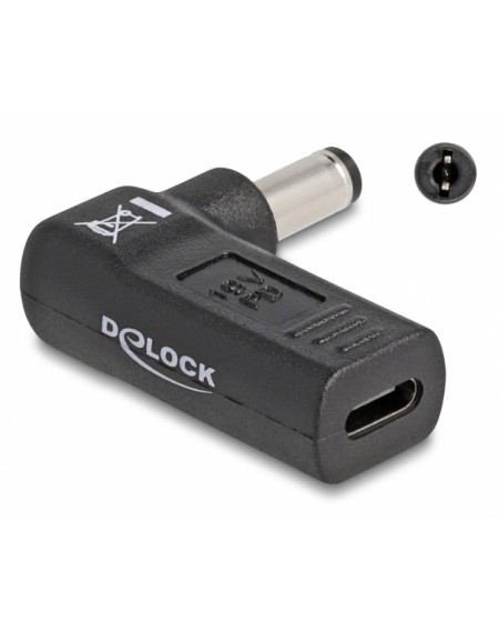 DELOCK αντάπτορας τροφοδοσίας 60010, USB-C σε 5.5x2.1mm, 90°, μαύρος