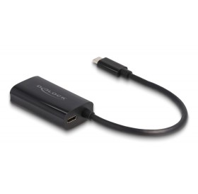 DELOCK αντάπτορας USB-C σε RJ45 & USB-C 61026, 100W, 1000Mbps, μαύρος