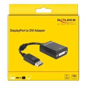 DELOCK αντάπτορας DisplayPort σε DVI 61847, 1080p, 12cm, μαύρος