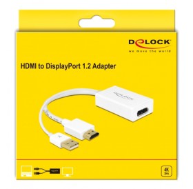 DELOCK αντάπτορας HDMI σε DisplayPort 1.2 62496, 4K, 25cm, λευκός