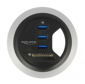 DELOCK USB hub 62869, 3x USB, micro SD & SD, 5Gbps, 60/80mm, μαύρο