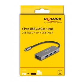 DELOCK USB-C hub 63173, 4x USB 3.2 Gen 1 θύρες, 5Gbps, γκρι