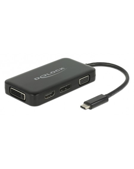 DELOCK αντάπτορας USB-C σε VGA+HDMI+DVI+DisplayPort 63929, 4K, μαύρος