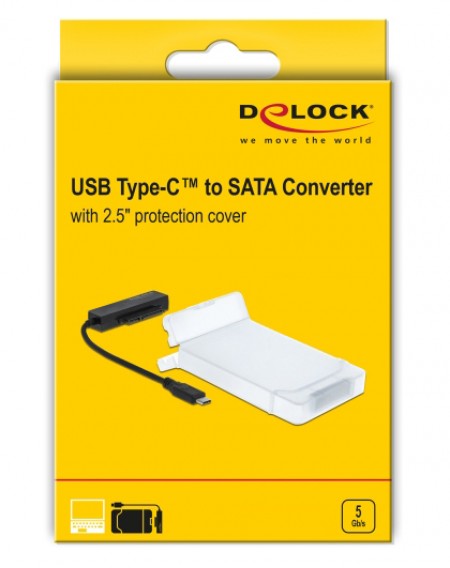 DELOCK αντάπτορας USB-C σε SATA 64084 με θήκη για 2.5" HDD/SSD, 6Gbps