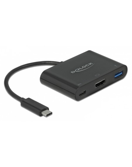 DELOCK αντάπτορας USB-C σε HDMI+USB+USB-C PD 2.0 64091, 4K, 60W, μαύρος