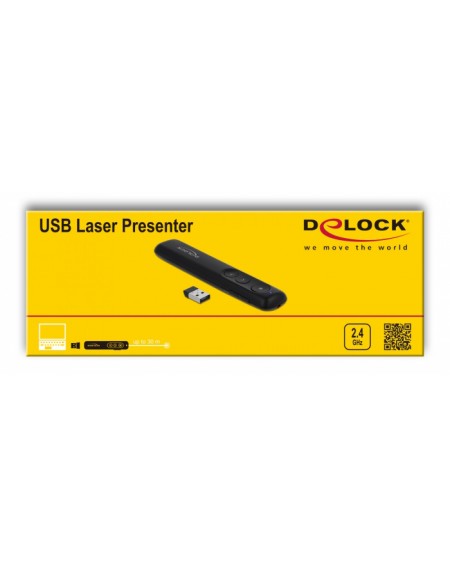 DELOCK Τηλεχειριστήριο παρουσιάσεων 64092 με laser, ασύρματο, έως 30m