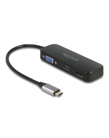 DELOCK αντάπτορας USB-C σε VGA/HDMI/DisplayPort 64156, 4K, 20cm, μαύρος