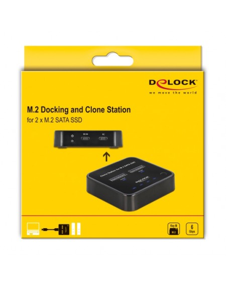 DELOCK docking station 64178, clone function, 2x M.2 SSD, 6Gbps, μαύρο