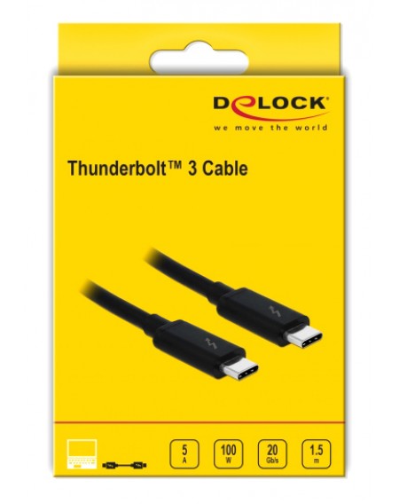 DELOCK καλώδιο USB Type-C 84846, Thunderbolt3, 100W, 20Gbps, 1.5m, μαύρο
