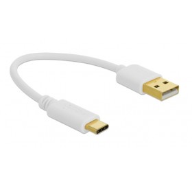 DELOCK καλώδιο USB σε USB Type-C 85355, 3A, 22AWG, 0.15m, λευκό