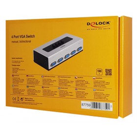 DELOCK VGA switch 87759, 4 ports, bidirectional, Full HD, ασημί