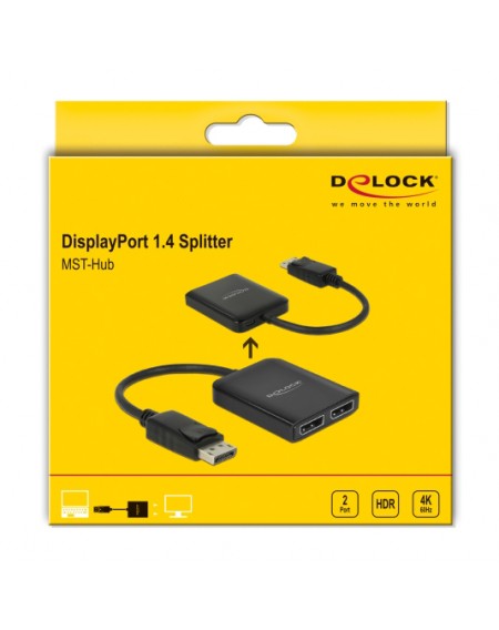 DELOCK splitter DisplayPort σε 2x DisplayPort 87768, Dual Mode, MST, 4K