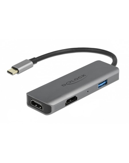 DELOCK αντάπτορας USB-C σε USB & 2x HDMI 87780, 480Mbps, 4K, γκρι