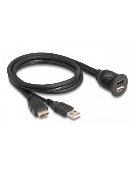 DELOCK καλώδιο HDMI & USB 87880, αρσενικό σε θηλυκό, IP67, 1m, μαύρο