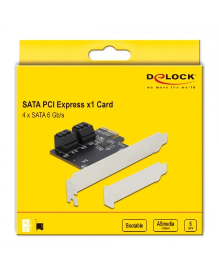 DELOCK κάρτα επέκτασης PCI σε 4x SATA 90010, 6Gb/s, Low Profile