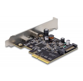 DELOCK κάρτα επέκτασης PCI x4 σε USB-C & USB-C PD 90074, 20W, 20Gbps
