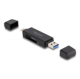 DELOCK card reader 91004 για SD & micro SD, USB & USB-C 5Gbps, μαύρο