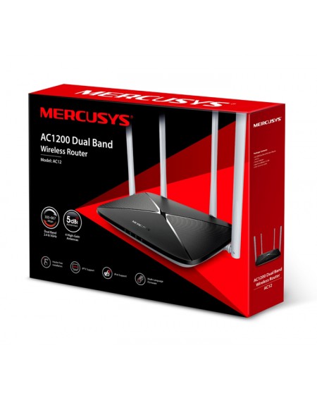 MERCUSYS Gigabit Router AC12, Wi-Fi 1200Mbps AC1200, Dual Band, Ver. 2.0