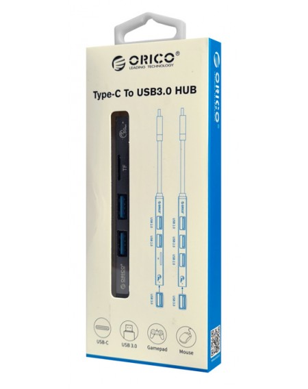 ORICO USB-C hub AH-12F, 3x USB ports, micro SD port, γκρι