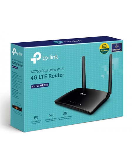TP-LINK router Archer MR200, 4G LTE, Wi-Fi 750Mbps AC750, Ver. 5.2
