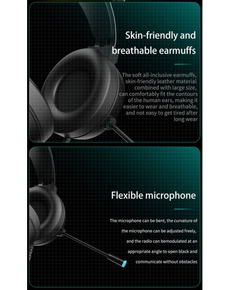 AULA gaming headset Mountain S603, RGB, 2x 3.5mm, 50mm, μαύρο