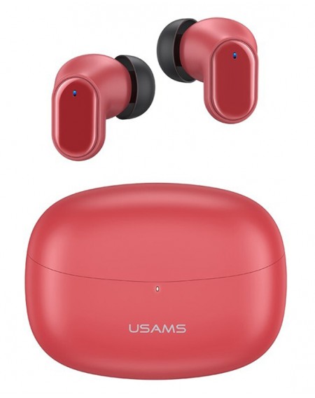 USAMS earphones με θήκη φόρτισης BH11, True Wireless, κόκκινα