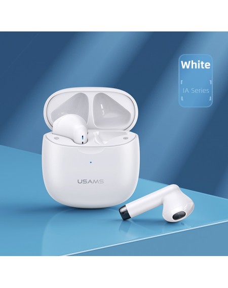 USAMS earphones IA04 με θήκη φόρτισης, True Wireless, λευκά