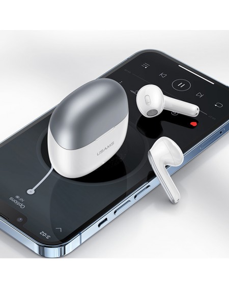 USAMS earphones με θήκη φόρτισης XH09, True Wireless, λευκά