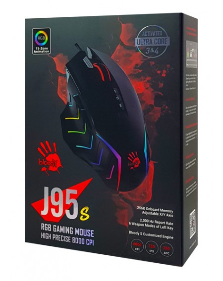 BLOODY ενσύρματο Gaming ποντίκι BLD-J95s, oπτικό, 8000 CPI, 9 πλήκτρα
