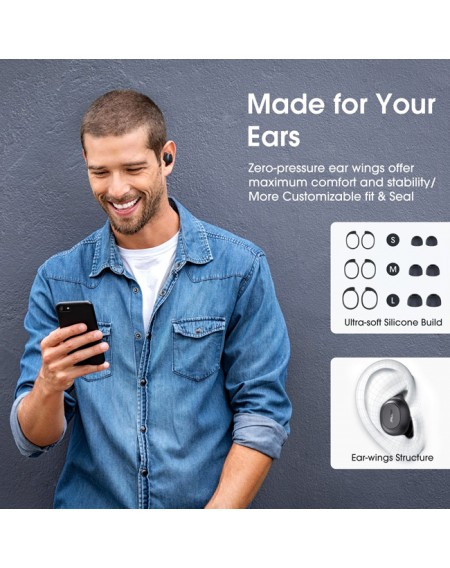 MPOW earphones με θήκη φόρτισης Mdots BH510A, True Wireless, μαύρα