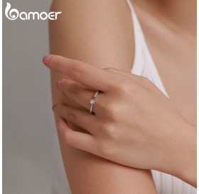 BAMOER δαχτυλίδι BSR203-A, κυβική ζιρκόνια, ανοιγόμενο, ασήμι 925, ασημί