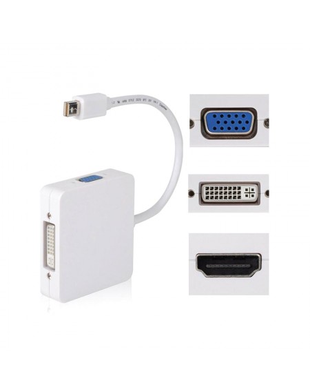 POWERTECH αντάπτορας Mini DisplayPort σε HDMI/DVI/VGA CAB-DP016, λευκός